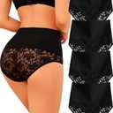 QDWQDW Shapewear for Women Tummy Control High Waisted Panties Sexy Lace Breathable Plus Size Briefs 4-Pack, XXL
