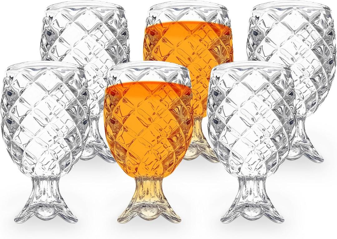 QUAFFER Shot Glass (Set of 6)  Elegant Pineapple Patterned Shot Glasses 2 oz  Classic Whisky Vodka Tequila Sherry Brandy Cordial Mini Snifters Glasses - Perfect for Parties, Bars, Events, Home Bar
