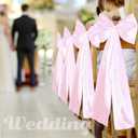 Knitgrip Large Wedding Pew Bows with Long Tails 12 x 29.5 Inch Wedding Aisle Decorations Bows Satin Ribbon Background Decor for Bridal Shower Reception Ceremony(Pink,24 Pcs)
