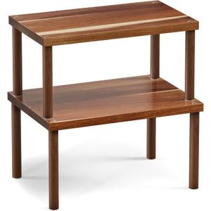VERTORGAN Cabinet Organizer Shelf(Set of 2),Kitchen Counter Shelves,Acacia Wood Spice Rack Countertop and Cabinet,Stackable Expandable,Medium