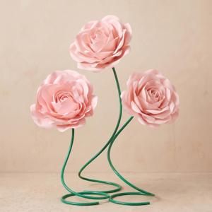Maysing 3 Pcs 5ft Large Rose Flowers Giant Artificial Light Pink Rose