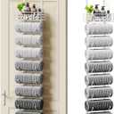 SWTYMIKI Hanging Towel Racks for Bathroom - 9 Tier Over The Door & Wall Mounted Bath Rolled Towel Storage Organizer Holder for Small Bathroom, RV, Camper, White (Patented)