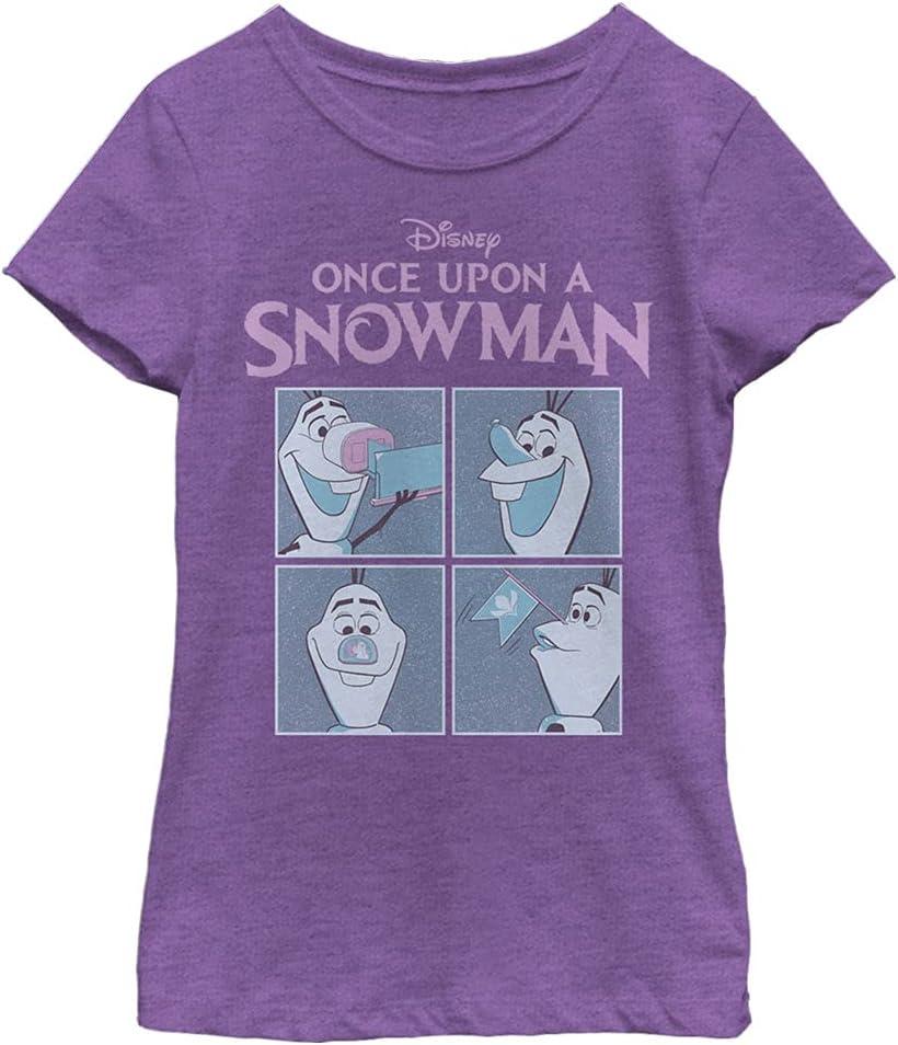 Disney Upon A Snowman Olaf Goofing Off Panels Girls Heather T-Shirt, Purple Berry, X-Small