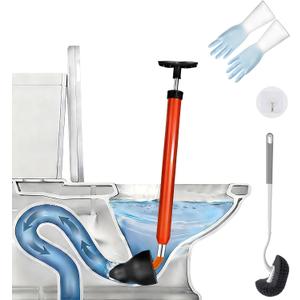 Upgraded Toilet Plunger,High Pressure Toilet Plunger,Powerful Air Drain Unclogger,Toilet Brush and Plunger Set,All Purpose Toilet unclogging Tool for Bathroom(Plunger Upgrade)