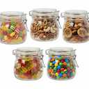17oz Airtight Glass Jars with Clamp Lids, Small Food Storage Canisters Set of 5, Wire Clip Mason Jars for Canning, Pickling Spice, Herb