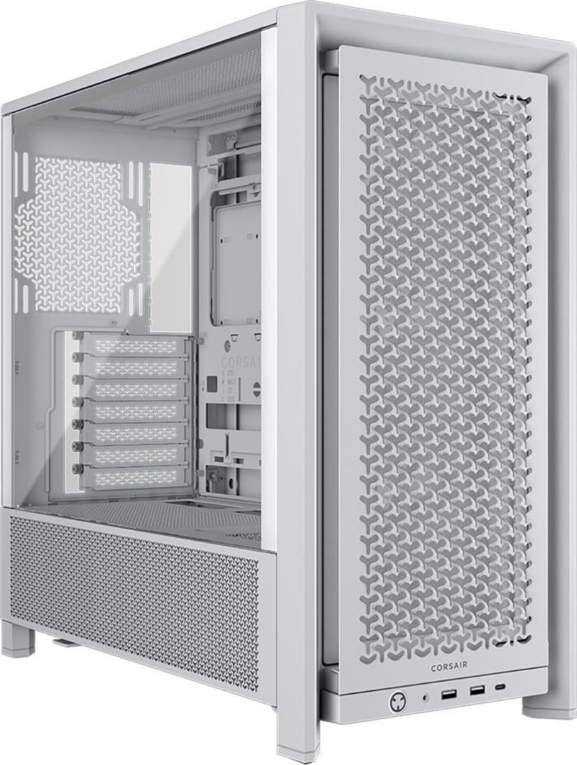 CORSAIR 4000D RS Frame Modular High Airflow Mid-Tower PC Case  3X CORSAIR RS Fans  InfiniRail Fan Mounting System  Fits Multiple 360mm Radiators  Reverse Connector Motherboard Compatible  White