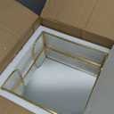 Napkin Holder for Table,Glass Napkin Holders for Kitchen,Flat Napkin Holders for Paper Napkins,Stylish Gold Luncheon Napkin Holder Suitable for Kitchen Dining Table Party Bar Decor (7.1 Inch)