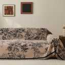 French Country Couch Cover for 3 Cushion Sofa, Vintage Cottage Reversible Couch Cover Sectional L Shape, Farmhouse Home Decor Chenille Non Slip Washable Large Couch Protector for Dogs 71"x118"