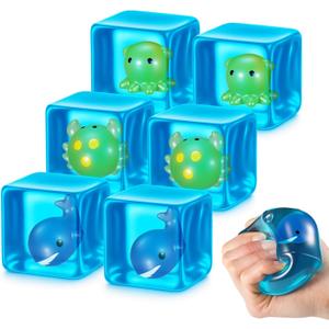 Civaner 6 Pcs 2.2 Inch Stress Cube Fidget Balls Adults Sensory Cube Stress Balls for Adults Squeeze Fidget Gift for Office Gift Party (Octopus,Whale,Crab)
