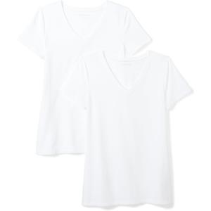 Amazon Essentials Women's Classic-Fit Short-Sleeve V-Neck T-Shirt, Multipacks (Medium)