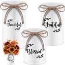 Domensi 3 Pcs Thanksgiving Table Centerpiece Fall Utensil Holder Vases Decor Galvanized Metal for Flowers Vintage Rustic Mason Jar for Thanksgiving Home Farmhouse Harvest Decoration, 3 Styles(White)