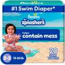 Pampers Swim Diapers - Splashers - Size 2-3, 20 Count, Gap-Free Disposable Baby Swimming Pants