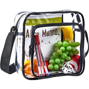 Clear Crossbody Bag Stadium Approved, Clear Messenger Shoulder Bag with Adjustable Strap for Work, Concerts, Sports Events