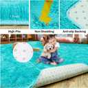 Extra Large Fluffy Area Rug for Bedroom Living Room, 9x12 Feet Teal Blue Modern Indoor Carpets Room Colorful Rugs, Plush Indoor Nursery Classroom Home Decor Bedside Rug with Non-Slip Bottom