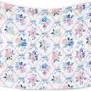 WARDOS Coquette Pink Bow Tapestry, Coquette Room Decor, Preppy Pink and Blue Floral Tapestry, Cute Preppy Room Decor Teen Girls, Girly Bedroom Decor, Coquette Stuff, 50x60 Inch