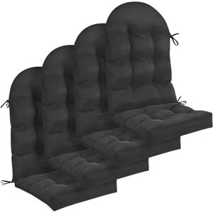 Geelin 4 Pcs Adirondack Chair Cushion High Back Patio Chair Cushion 44 x 19 x 4 Inch Tufted Weather Resistant Fade Resistant Seat Rocking Chair Cushion for Patio Rocking Chair Cushion Seat (Black)