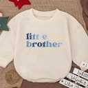 2PCS Baby Boy Little Bro Romper Set, Baby Bodysuit, Newborn Boy Gift, Baby Boy Outfit, Cute Little Bro Baby Outfit