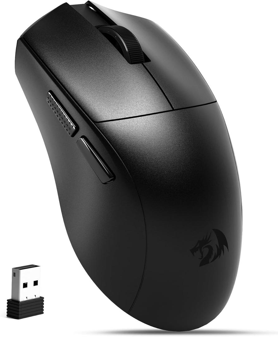 Redragon Wireless Gaming Mouse, 54G Lightweight, Tri-Mode 2.4G/USB C Wired/Bluetooth, Black PC Gaming Mice for Computer Laptop Mac Windows, Max 128000 DPI, 1K Polling, 6 Programmable Buttons, M821