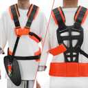 Trimmer Shoulder Strap Padded Universal Adjustable, Weed Eater Harness, Brush Cutters Harness Nylon Double Shoulder for Trimmer (Orange)