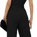 SheKiss Casual Elegant Jumpsuits For Women Dressy 2026 One Piece Short Sleeve Rompers Wide Leg Formal Business Outfits (Black, S)