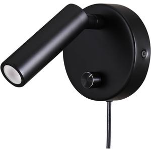 Surface Wall Mounted Reading Light Sconces Lamp Physical Knob Dimmer Switch LED 5W Warm White 3000K (Black Plug Cord)
