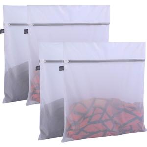 Kimmama Laundry Bag Mesh Wash Bags, Washing Machine Wash Bag, Net Washer Sack with Zipper, Dryer Pouch for Cleaning and Drying Cloths, Garment, Coats, Sweater, Delicates, Sheet, Pant, Soft Toys (4XXL(24x24"), White)
