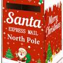 Moon Boat Mailbox Christmas Decorations Wooden Letters to Santa North Pole Mail Box with Banners Holiday Winter Indoor Outdoor Porch Front Door Decor