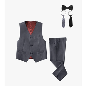 Boys Formal 5 Piece Suit Vest Pants Set 10y