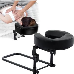Massage Headrest for Bed, Universal Home Mattress Top Massage Kit, Adjustable Height, Head Holder Face Cradle Face Down Pillow, Home SPA Salon Face Cushion Support Bracket (Black)