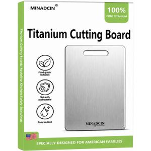 Titanium Cutting Board, 100% Pure Titanium Cutting Boards for Kitchen, Non-Porous Metal Chopping Boards, Dishwasher Safe, Odor Resistant for Meat, Vegetables, Fruit & Raw Food Prep(18L*12W)