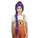 yuehong Long Kid Purple Braided Anime Cosplay Wig Cartoon Movie Role Wig Heat Resistant Synthetic Fibers Soft Durable Breathable Costume Hair