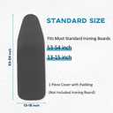 RAINHOL Iron Board Cover with Padding, Extra Thick Heavy Duty Aluminum Coated Ironing Board Cover, Scorch and Stain Resistant, Elastic Edge, Standard Size 15"x54", Black