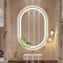 TheiaMo Oval LED Bathroom Mirror, 36"x24" Lighted Wall Mounted Vanity Mirror with Metal Frame, Anti-Fog IP66 Waterproof Smart Mirror, Memory Function, 3000-6000K(Horizontal or Vertical), Gold