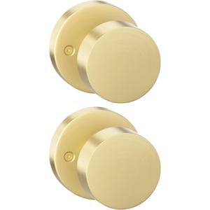 Goldenwarm 2 Pcs Gold Dummy Door Knobs, Heavy Duty Zinc-Alloy Brushed Gold No-Turning Interior Door Knobs, Brushed Brass Indoor Doorknobs for Hallway, Inactive Half Dummy Door Knob (1 Pack)
