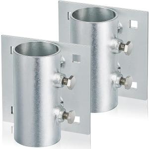 Tandefio Dock Stationary Hardware Brackets Side Leg Pipe Holder Heavy Duty Galvanized Edge Stationary Holder Boat Floating Dock Accessories 7/16" Holes for 3/8" Carriage Bolts, Silver