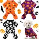 3 Piece Halloween Skull Jumpsuit Bodysuit - Dog & Cat Apparel for Pet Puppy (M)