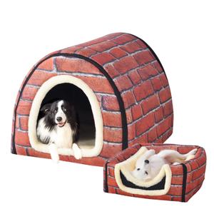 Dog Bed,2 Ways to Use,Indoor Pet House with Fluffy Mat,Removable and Washable Cover,Non-Slip Bottom,for Large Dogs
(2XL Brick)