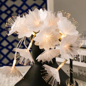 Fiber Optic Flower String Light, 14ft 20 Led Flower Light Waterproof, Battery Powered, for Bedroom, Christmas Tree, Garland, Wedding Party, New Year, Garden Romantic Decor Warmwhite
