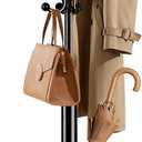 Pipishell Metal Heavy Duty Coat Rack with Sturdy Marble Base, Coat Tree with 16 Hooks & Detachable Umbrella Holder,Coat Rack Freestanding for Entryway, Corner, Bedroom and Home Office, Black