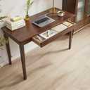 Solid Wood Desk,40" Oak Wooden Desk with Drawers,Mid Century Modern Small Computer Desk with Drawers for Small Spaces Home Office Solid Wood Writing Desk,(Walnut Color-1 Drawers) (Walnut Color)