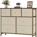 OLIXIS 7 Drawer Fabric Dresser, Storage Tower for Bedroom and Closet, 11.8"D x 39.4"W x 30.1"H