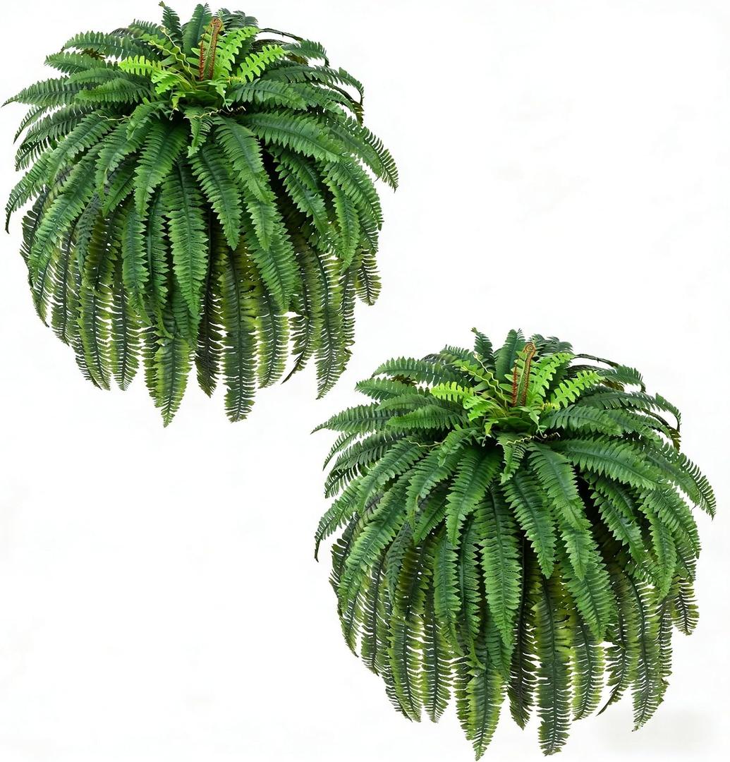 Waipfaru 60'' Large Fake Ferns, UV Resistant Artificial Outdoor Plants, Faux Greenery Plants, Realistic Boston Ferns with 96 Fronds for Front Porch Home Garden Forest Patio Decor
