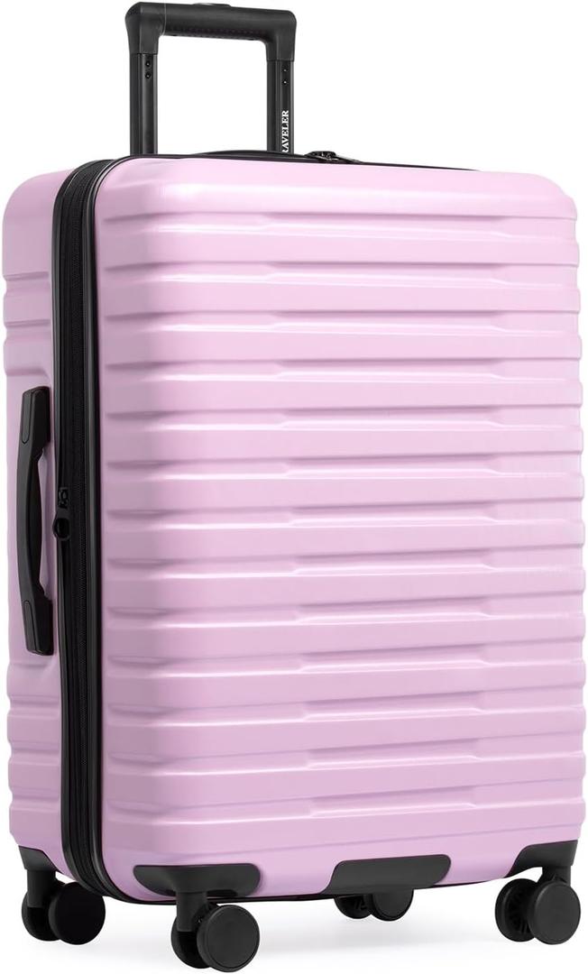U.S. Traveler Boren Expandable Hardside Rugged Travel Luggage with 8 Spinner Wheels, Lavender, Checked-Medium 26-Inch, Checked-Medium 26-Inch, No USB Port