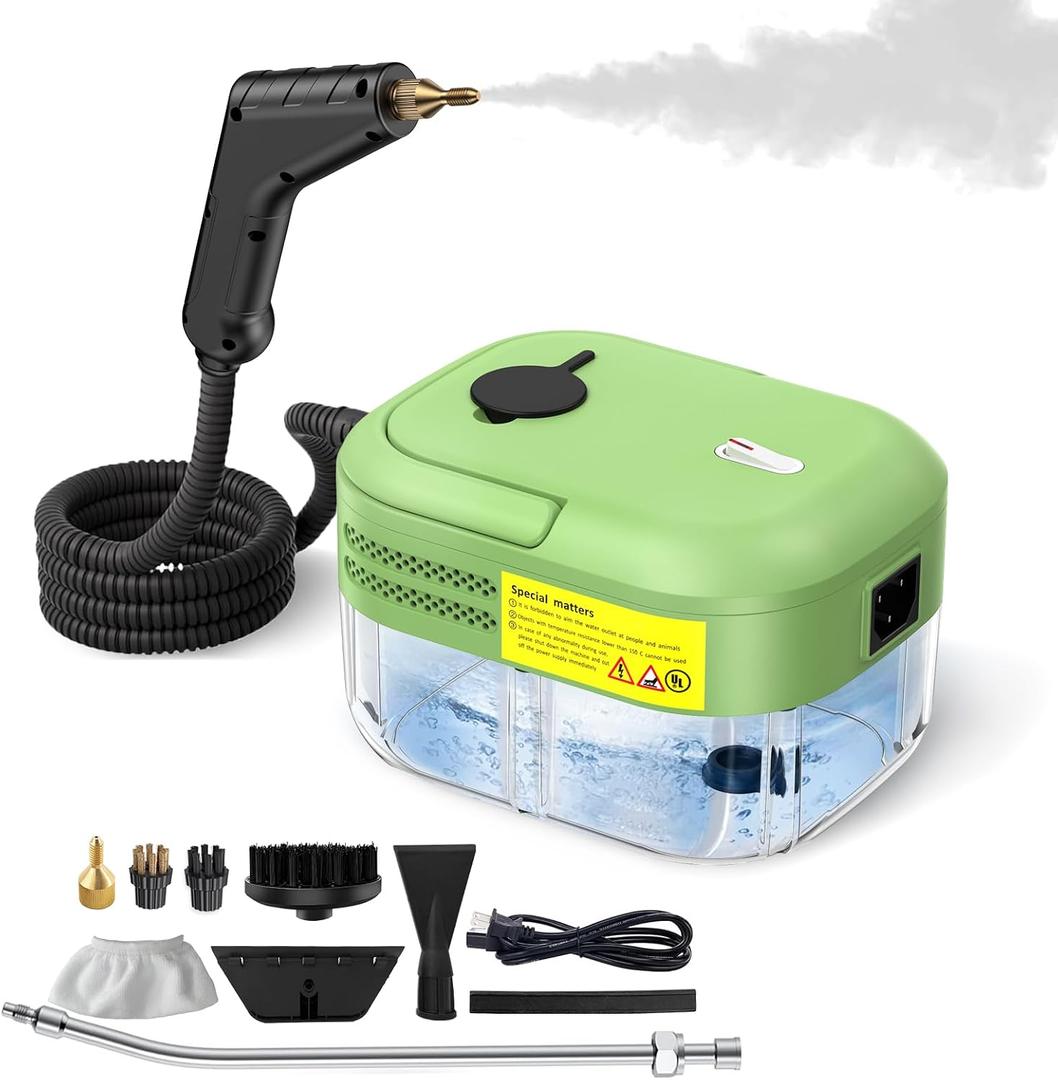 2200W Steam Cleaner, Handheld Steam Cleaner whit 1.2L Water Tank for Home Use, Fast Heat-Up in 10-15s, Portable High Steam Cleaners Machine for Cleaning Kitchen, Bathroom, Grout, Car