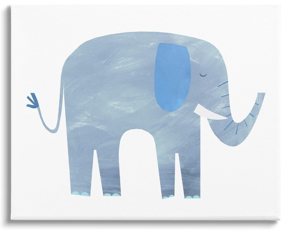 Stupell Industries Elephant Wildlife Animal Shape Canvas Wall Art, Design by Emily Kopcik 16x20"