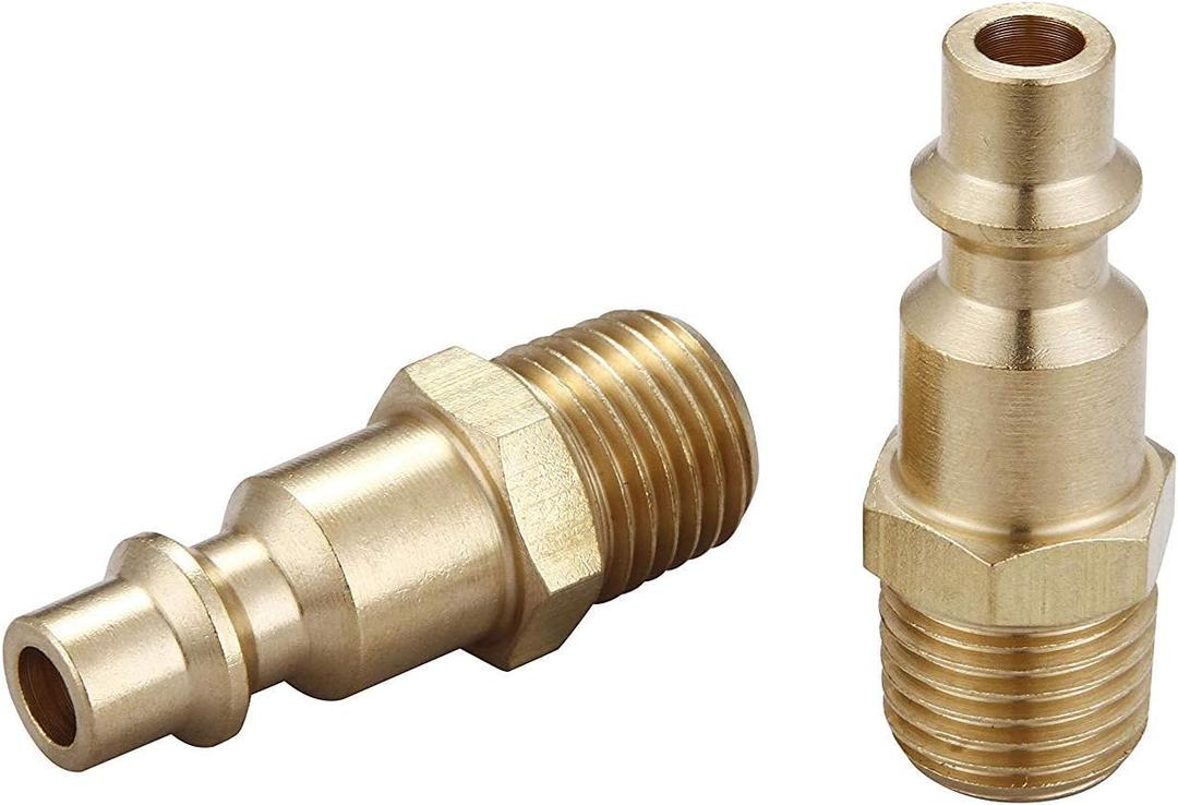Air Hose Fittings And Air Coupler Plug, Air Compressor Quick-Connect MNPT Male Plug Kit (Industrial Type D, 1/4-Inch NPT Male Thread, Solid Brass, 2 Piece) Air Hose Fittings And Air Coupler Plug, Air Compressor Quick-Connect MNPT Male Plug Kit (Industrial Type D, 1/4-Inch NPT Male Thread, Solid Brass, 2 Piece)