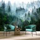 Misty Forest Wallpaper Peel and Stick Foggy Forest Self Adhesive Mural for Living Room Bedroom 157"x108"