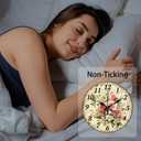 CHGCRAFT 12 Inch Wall Clock Retro Flowers Wall Clock Battery Operated Non Ticking Silent Flowers Decorative Kitchen Clock for Living Room Bedroom Home Office Decor