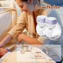 Wearable Breastfeeding Pump Hands Free of Long Battery Life, Portable Electric Wireless Breast Pump with 3 Modes and 9 Levels, LED Display, 16/18/20/22/24mm Flanges & Inserts, 2 Pack (Purple)