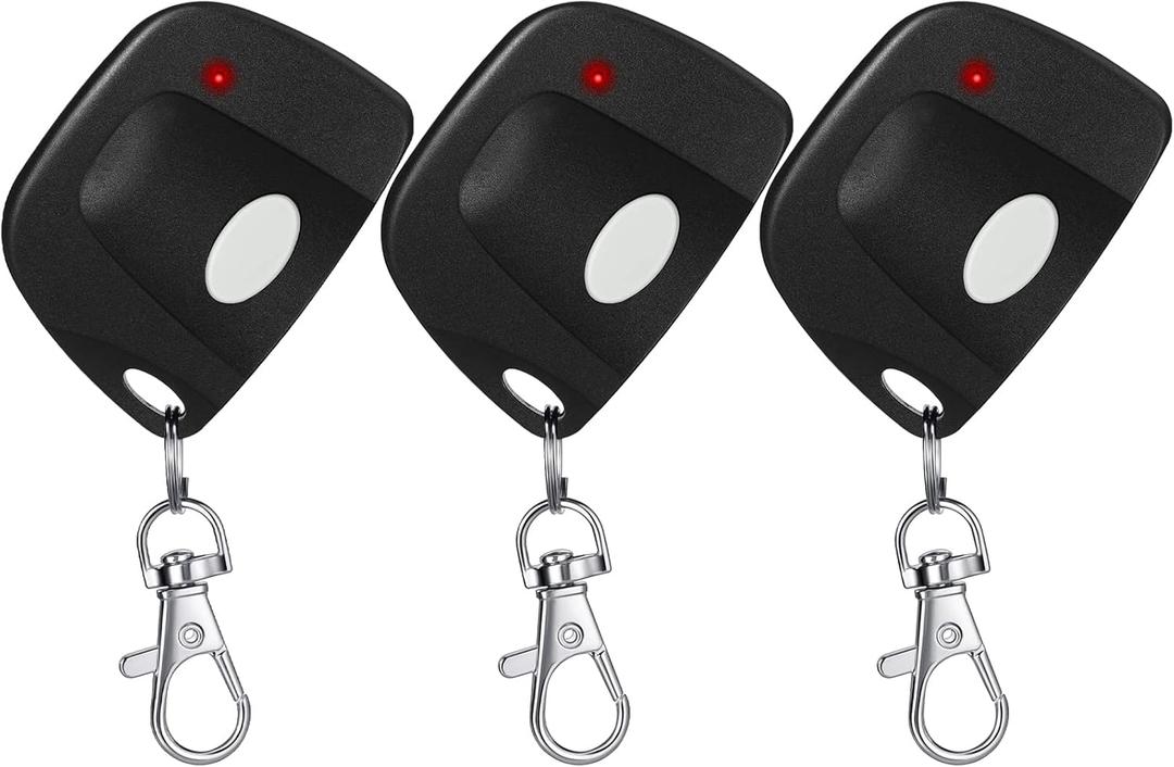 Kingdder 3 Pcs 8 Dip Switch 310mhz Garage Door Remote Compatible with Linear Delta 3 (DT DTA DTD DTC DNT00002A) Gate Opener Remote with Keychain (Black,White Button)
